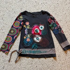 Desigual Kids Long Sleeve Shirt with Multicolor Patterns